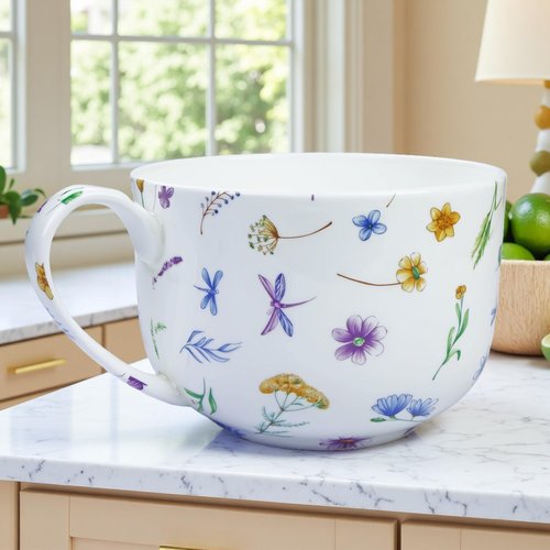 Yaparhill 25oz Large Coffee Cups Soup Mugs with Handles Traditional Large Coffee Cup Large Bone China Coffee Mugs Cups for Coffee Cereal Latte Soups