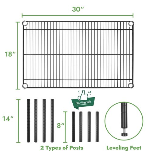APLSS Dunnage Storage Rack, 18"×30"×14"(8"), NSF Certified, Height Adjustable, Moist&Dry Enviroments, for Kitchen Garage Walk-in Cooler&Freezer Dishroom, 800 Lbs Capacity