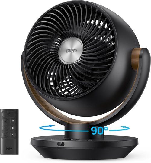 DREO 11-Inch Desk Air Circulator Fan - Remote Control, 4 Speeds, 120° Oscillation, Quiet 25dB