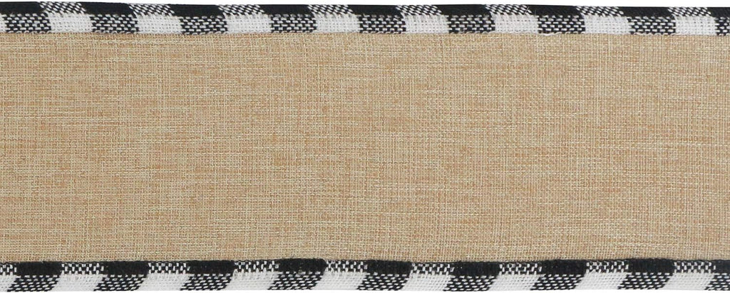 MEEDEE Burlap Christmas Ribbon - Wired 2.5 Inch Plaid with Black & White Edging | 10 Yards for Trees & Wreaths
