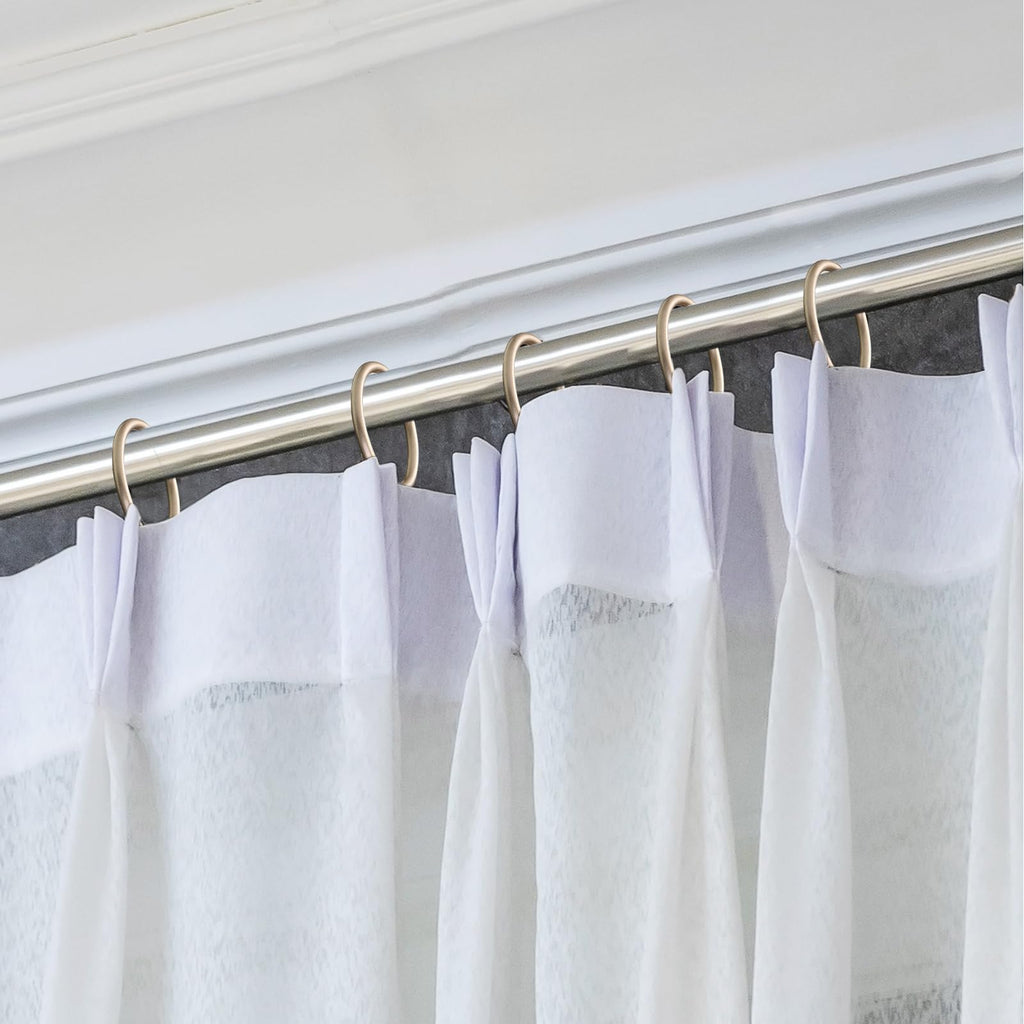 Hotop 30 Pcs Metal Drapery Curtain Rings 0.98/1.26/1.65 inch Interior Diameter and 30 Pcs Hanging Curtain Drapery Pin Hooks for Window Door Shower(Champagne Gold,42mm)
