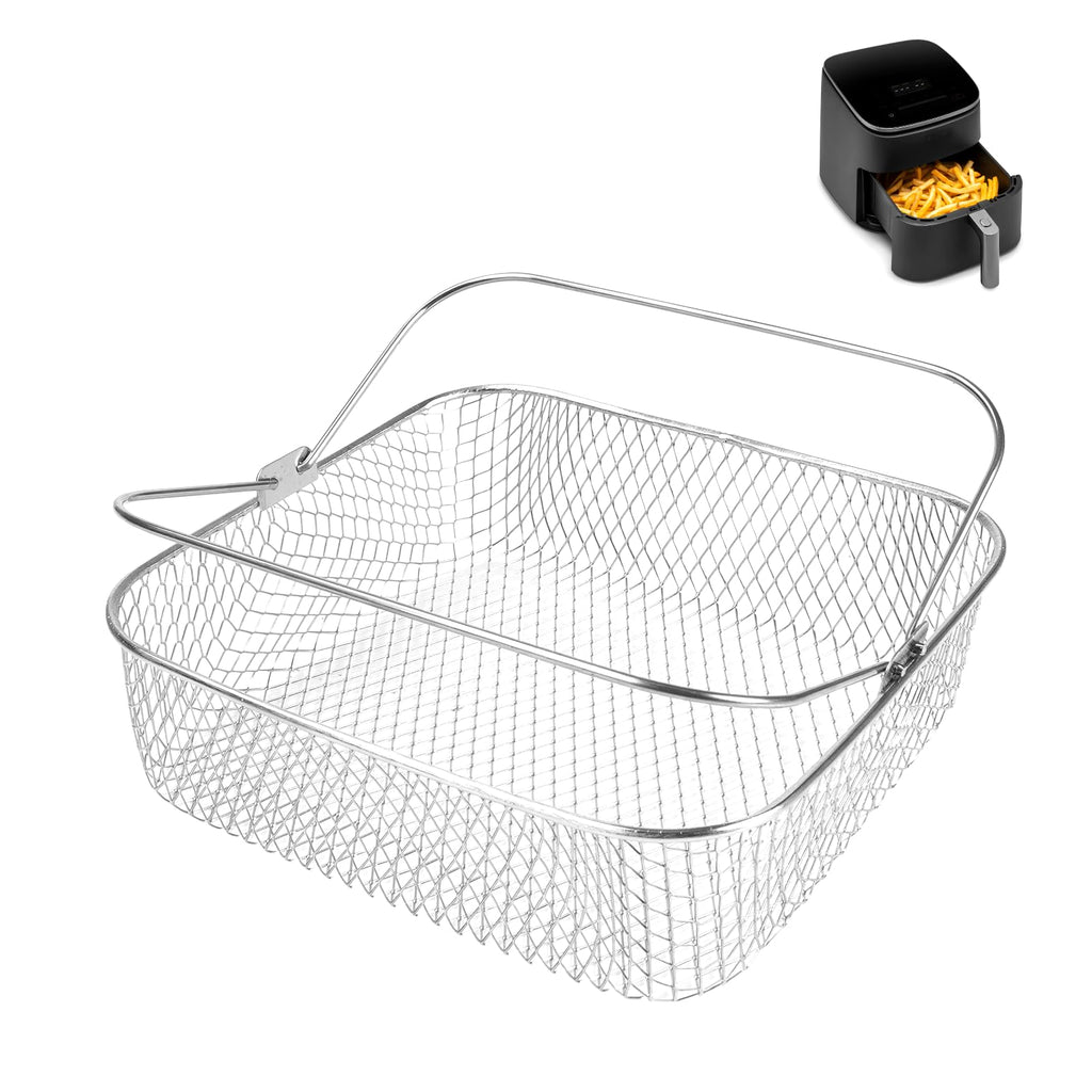 Square Air Fryer Basket for 5.8QT 6QT COSORI Air Fryer Accessories, 304 Stainless Steel Mesh Basket with Handle Replacement Accessory for 6QT Instant Vortex, Instant Vortex Plus, Phillips XXL