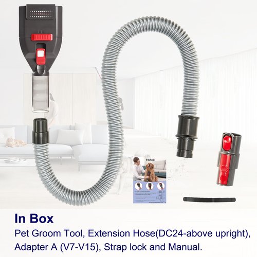 Dog Hair Vacuum Attachment for Dyson Vacuums, Pet Grooming Tool with Extension Hose and Adapter, Compatible with V6 V7 V8 V10 V11 V12 V15 Gen5 Animal Ball Upright Canister Cordless Stick Models
