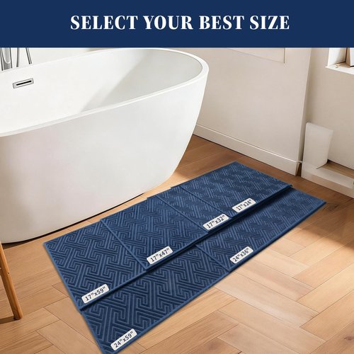YIHOUSE Navy Blue Bathroom Rugs 17"x24", Quick Dry Non Slip Bath Rug, Absorbent Machine Washable Thin Bath Mat for Restroom Floor Tub Laundry Room Home Decor