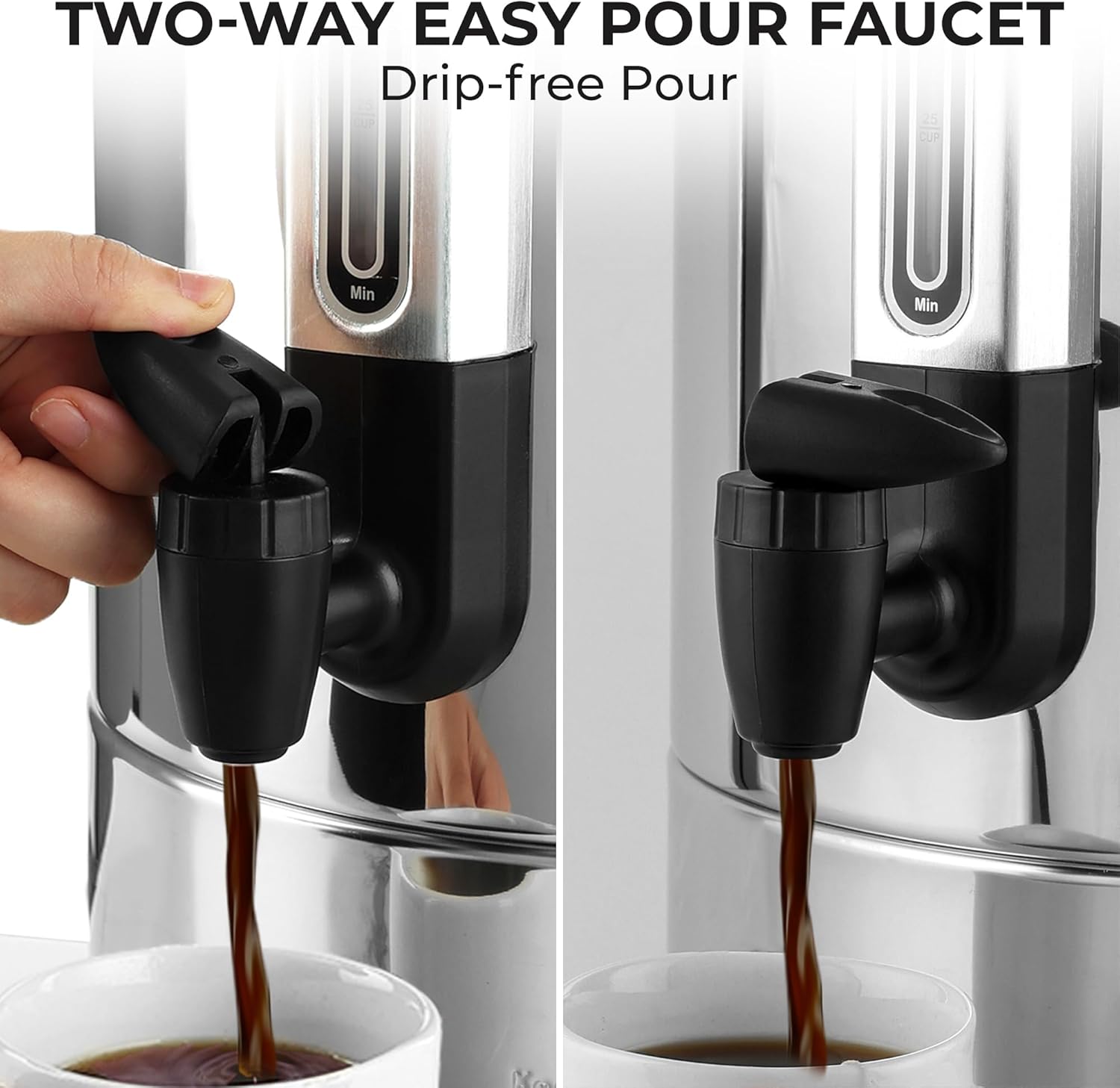 Zulay Kitchen Commercial Grade Coffee Maker - 50 Cups Double-Wall Stainless Steel Urn | Quick Brew & Keeps Beverages Hot - Silver