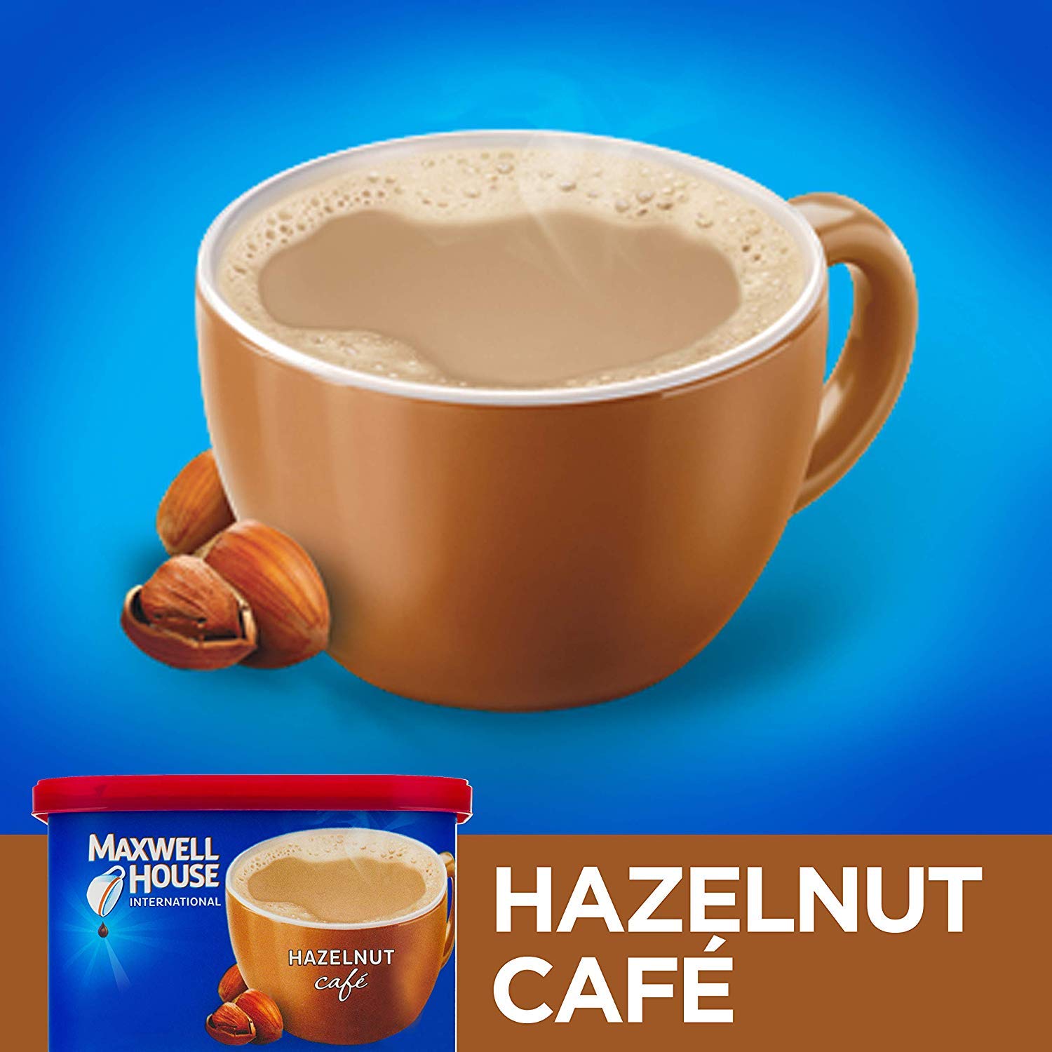Maxwell House International Hazelnut Café-Style Instant Coffee Beverage Mix (4 ct Pack, 9 oz Canisters)