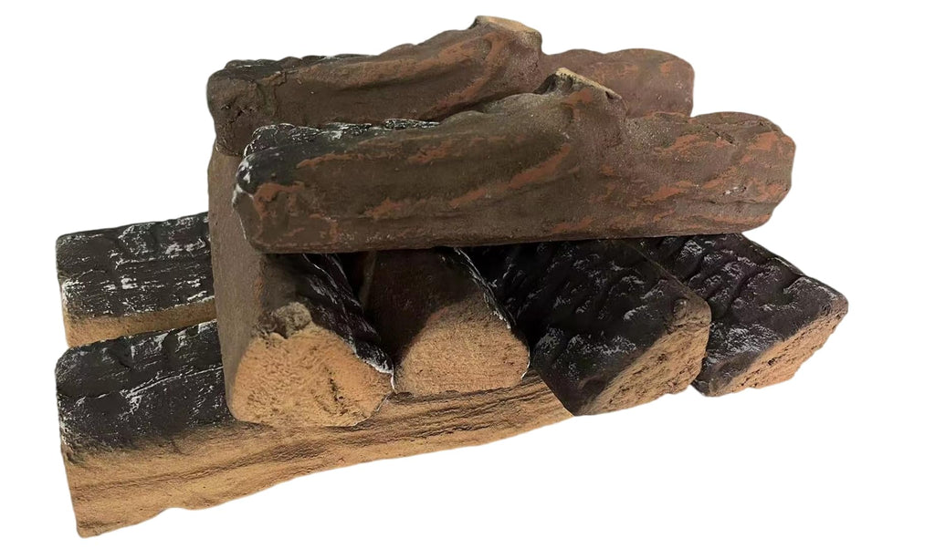 LILALIWA Gas Fireplace Logs, 8 Small Pieces Ceramic Wood Log and Accessory Set for Gas Ethanol Electric Fireplaces, Indoor or Outdoor Fireplaces, Fire Pit Decorations