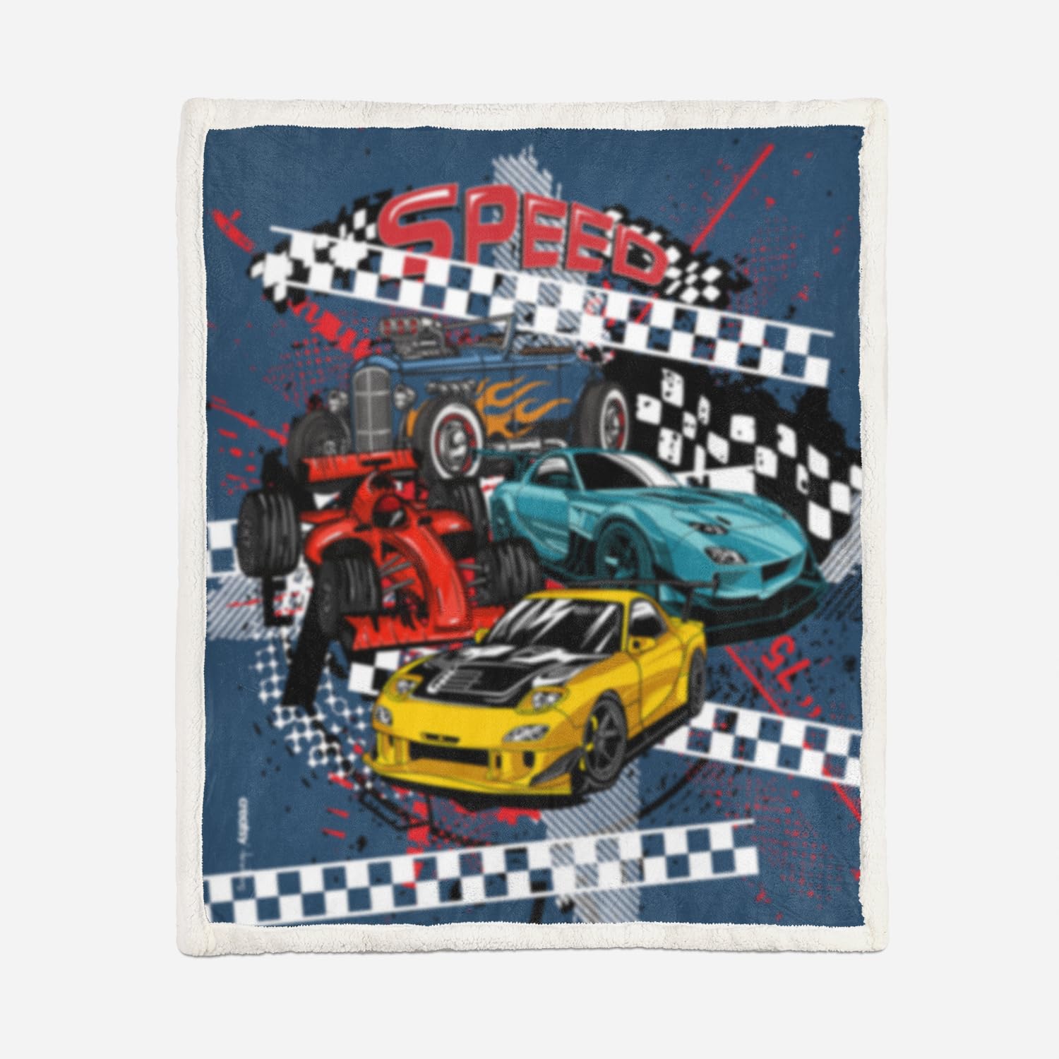 AILONEN Racing Car Throw Blanket,Cool Speed Race Car Cozy Soft Sherpa Fleece Blanket for Kids Boys,Automobile Extreme Sport Sherpa Blanket, 47 x 31 Inches