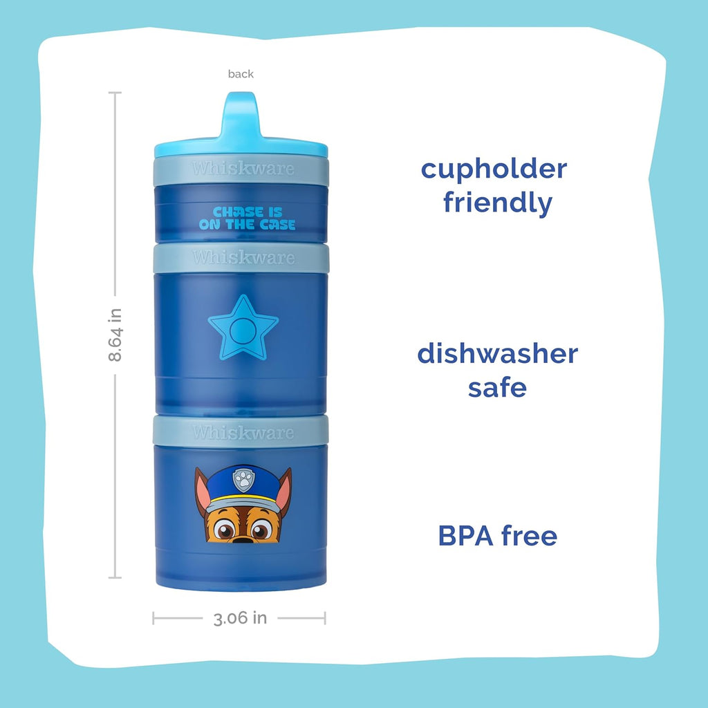 Whiskware Stackable Snack Containers - Durable Food Storage for Kids & Toddlers | Dishwasher Safe, Chase Design