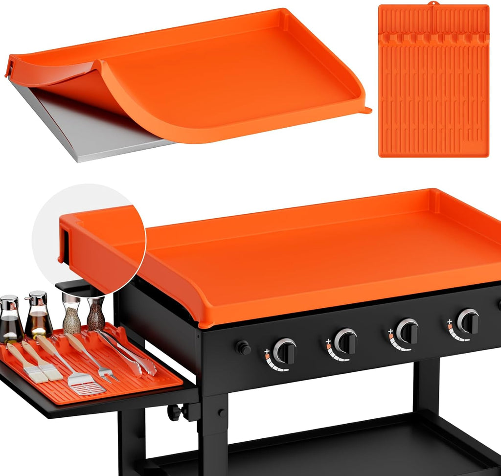 Blackstone Silicone Griddle Cover - 36" Premium Food-Grade BBQ Mat with 16" Spatula & Drip Pad
