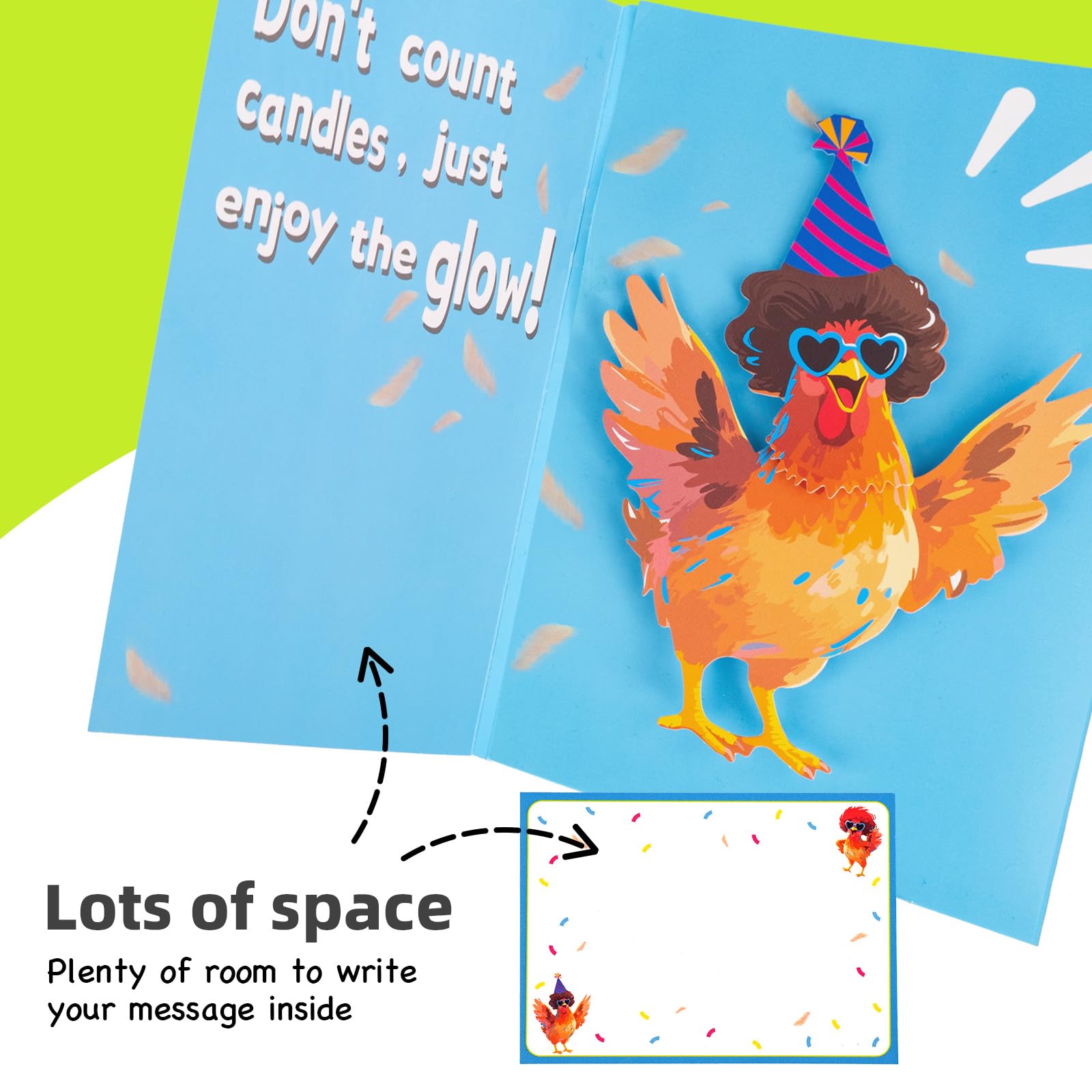 mountova Dancing Chicken Birthday Card, Funny Birthday Card for Men Women Kids, Music & Shaking Body Motion Greeting Card with Envelope, Unique Hilarious Birthday Gift, 5.9 Inch x 8.4 Inch