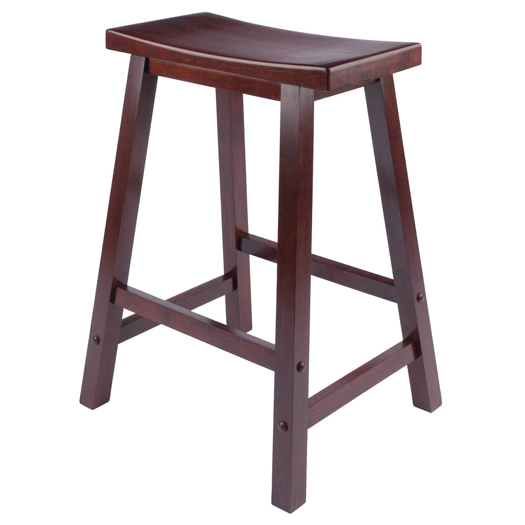 Winsome Satori Saddle Seat Counter Stool, 24" in Walnut, Classic Backless Bar Chairs for Kitchen & Dining Room Seating, Timeless Essential Furniture for Home, Dorm, Apartments