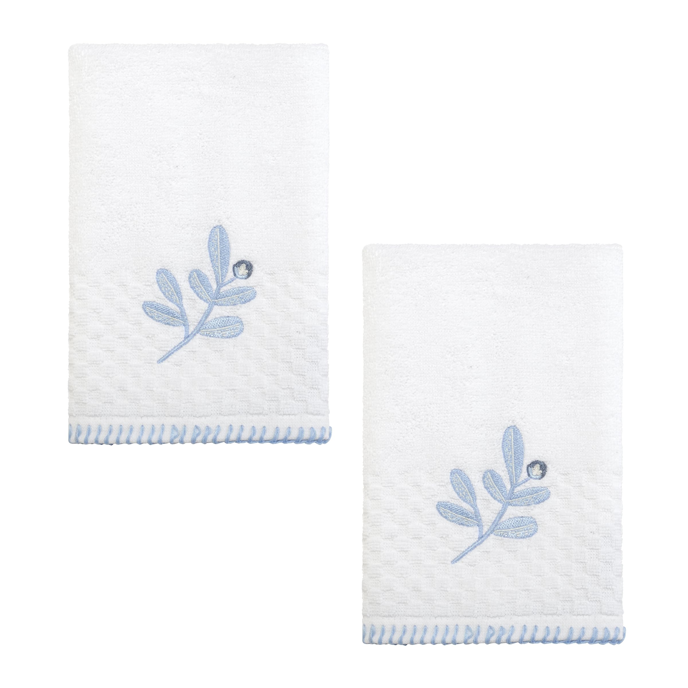 Izod - Fingertip Towels, Soft & Absorbent Embroidered Cotton with Textured Terry Weave, Evergreen Bathroom Decor (Kingsley Collection, 2-Pack)