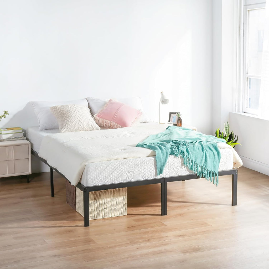Olee Sleep King Size Platform Bed Frame - 18 Inch Heavy Duty Steel Slats, Noise-Free, Easy Assembly, Black