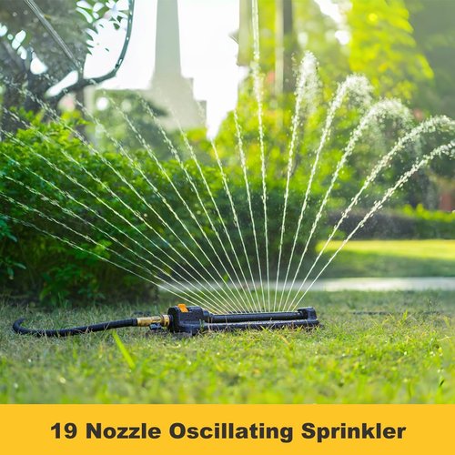 FANHAO Oscillating Sprinkler - Durable Lawn Watering System for Up to 3,600 Sq. Ft. | 19 Adjustable Nozzles