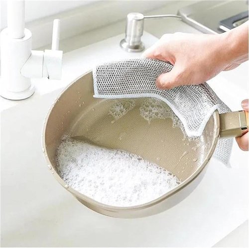10 PCS Multipurpose Wire Dishwashing Rags, Multifunctional Non-Scratch Wire Dishcloth for Wet and Dry, Scrubs and Cleans for Dishes