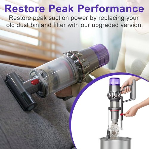 Lemige Vacuum Filters & Dust Bin Canister Replacement Parts for Dyson V15/V11 | 4 Pack & 1 Pack