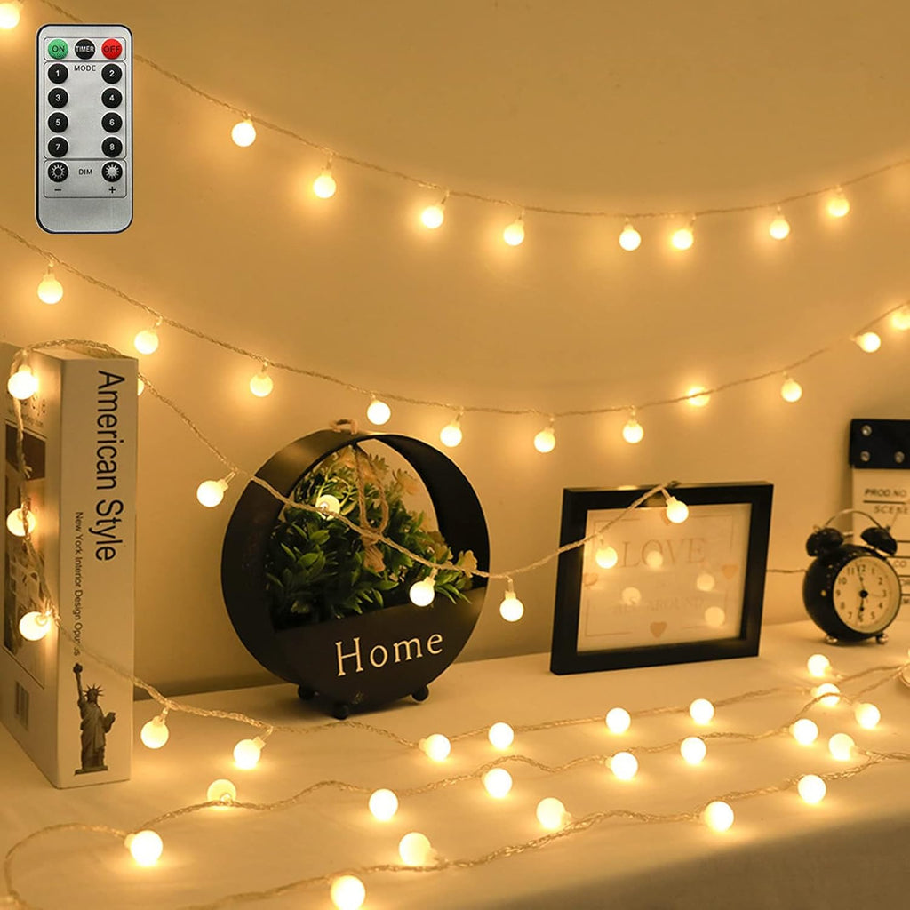 ZIMINGU LED Ball String Lights - 19.6FT 40 LEDs Waterproof Fairy Lights with Remote Control | Warm White Decor for Indoor & Outdoor Events