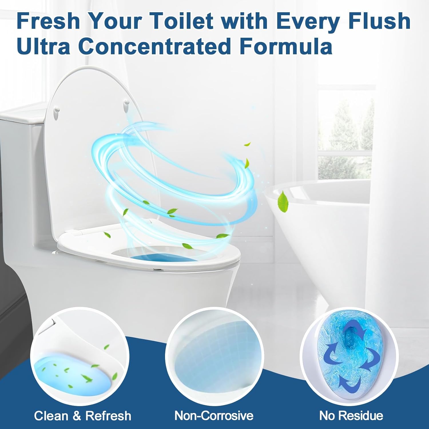 Msvvko Toilet Bowl Cleaner Tablets - Septic-Safe Hard Water Stain Remover & Deodorizer | Fresh Scent - 30 Tabs