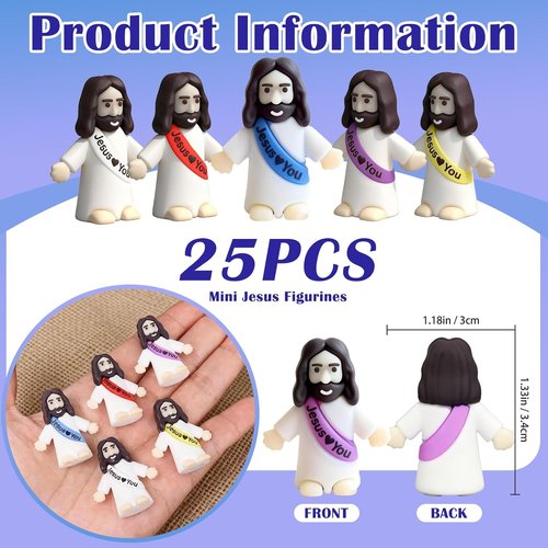 Little Jesus | 25 PCS Mini Jesus Figurines - Original Design Religious Party Favors & Baptism Gifts