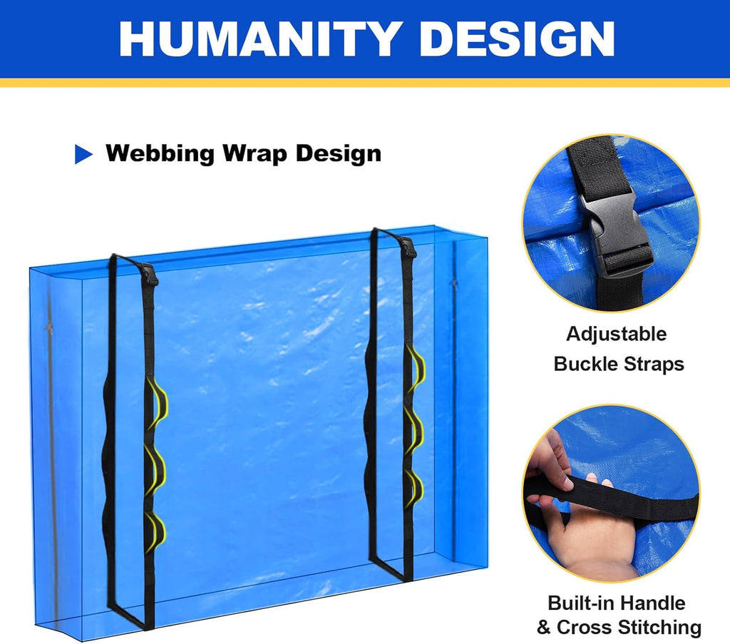 TICONN Heavy-Duty Queen Mattress Bag - Full-Around Handle & Adjustable Buckles | Blue Storage Solution