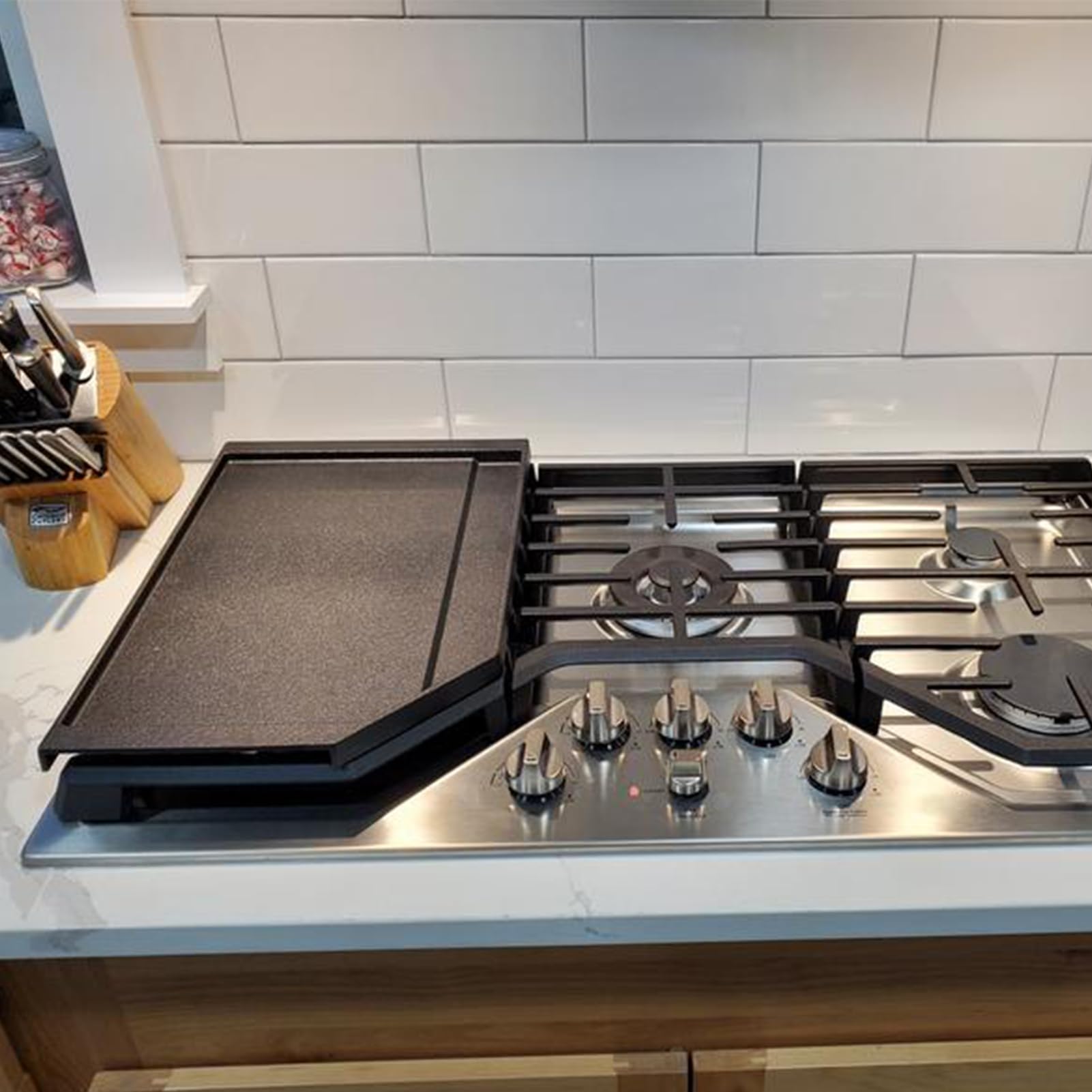 Upgraded JXGRIDL236 Griddle Replacement for GE Stove Parts Cast Iron Griddle Plate PGP7036SLSS JGP5036SLSS GE Cafe Profile Range Griddle 36 Inch Stove Top Cooktop Side Burner Flat Top Pan