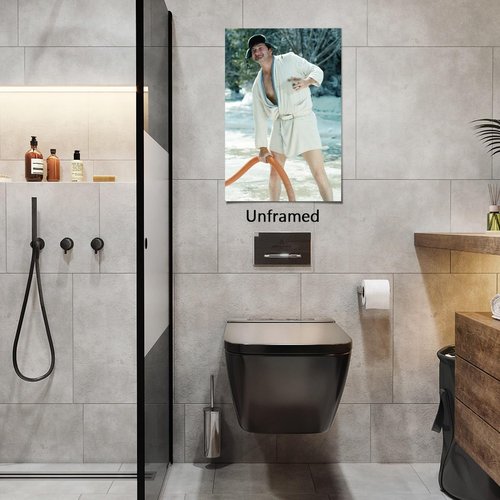 Funny Movie Bathroom Art | Cousin Eddie Poster by Generic - Black & White Canvas Print for Wall Decor