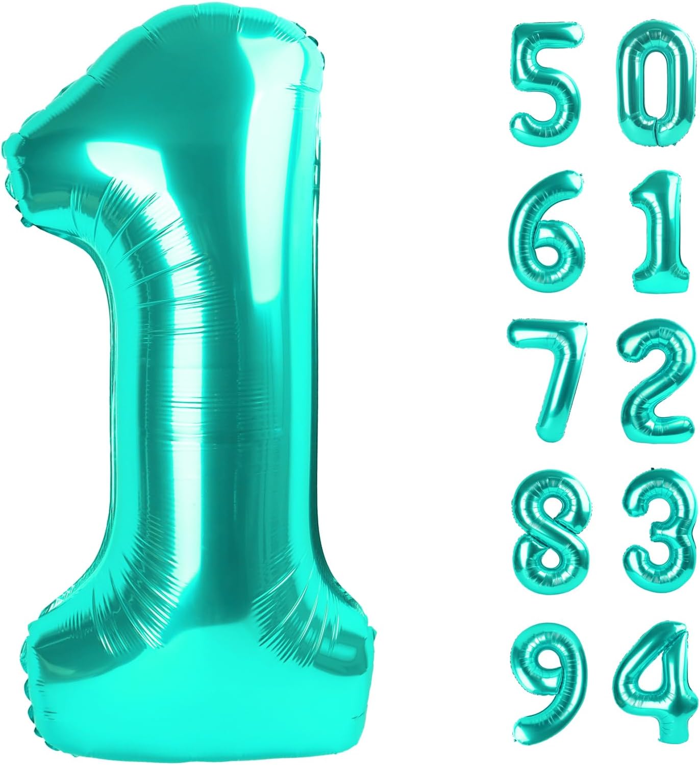 Teal Blue 40-Inch Number 1 Balloon - First Birthday Decorations for Girls & Toddlers