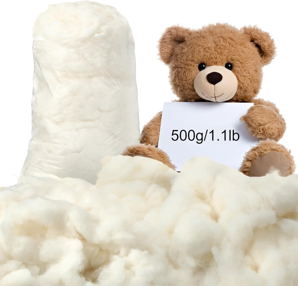Wesnoy Cotton Stuffing - 500g Natural Fiber Filling for Stuffed Animals & Pillows | Soft & Versatile