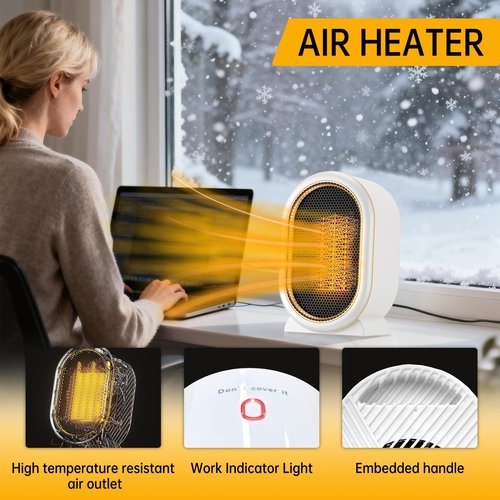 Space Heaters for Indoor Use,1200W 2Speed Portable Heater Fast Quiet Electric Small Space Heater for bedroom,Ceramic Heates Personal Heaters Mini Space Heater Overheating Protection,Dumping Shutdown