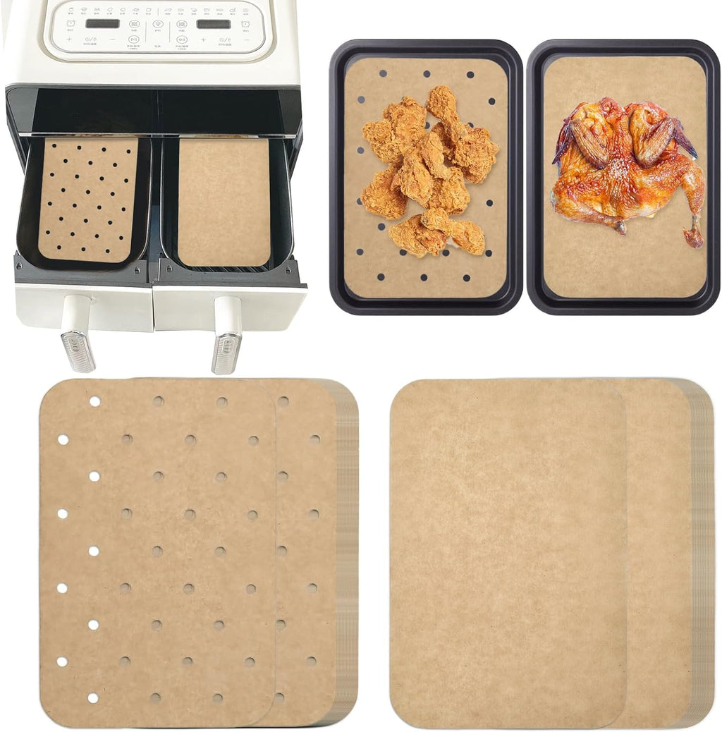 Skiennix Air Fryer Liners - 200 Sheets Non-Stick Parchment Paper for Ninja Dual Foodi & Toaster Ovens