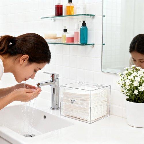 Disposable Face Towel Holder, Acrylic Facial Towel Container Box with Lid Cleanskin Club Face Towels Dispenser Case Clear Facial Towels for Bathroom Vanity