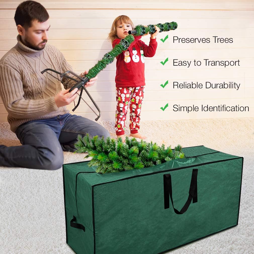 Primode Christmas Tree Storage Bag - Fits Up to 7.5 Ft Disassembled Tree | Protective Zippered Case (Red)
