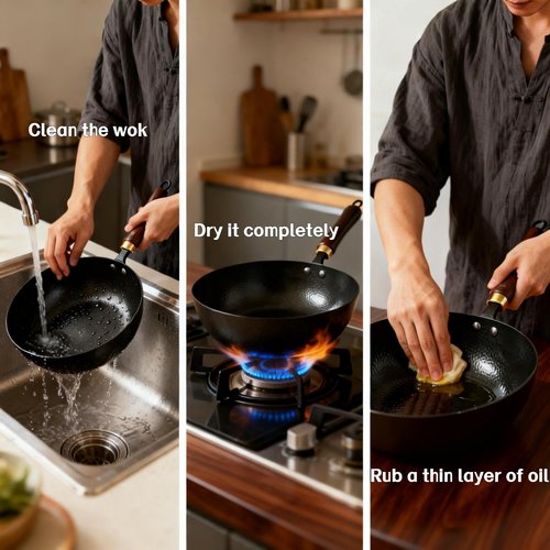 Calmabode 10" Pre-Seasoned Carbon Steel Wok - Fast, Even Heating - Works on Gas, Electric & Induction - Durable Commercial-Grade - Ready-to-Use, Easy Maintenance - Toxin-Free Cooking - Deep Pan