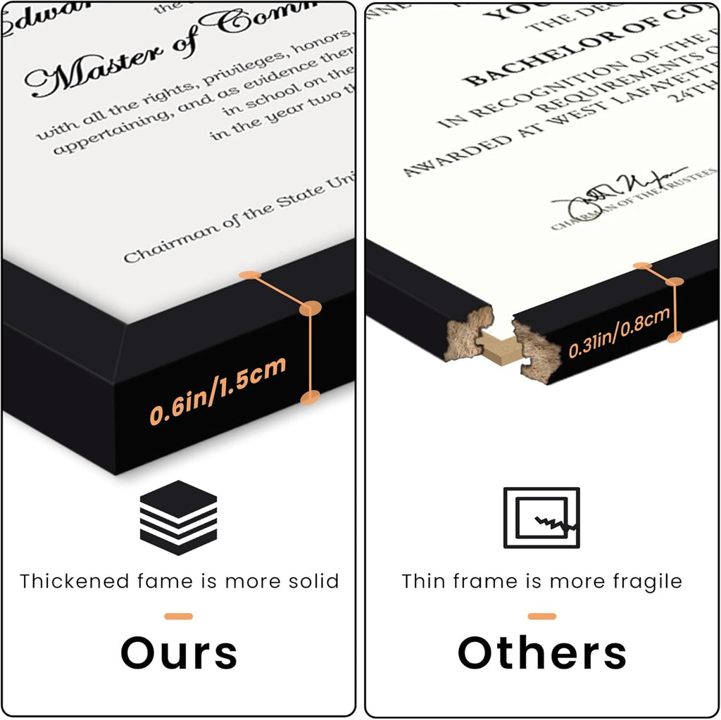 Upsimples Certificate Frame - Clear Plexiglass Diploma Frame for Wall/Tabletop, Black, 8.5x11 Inches