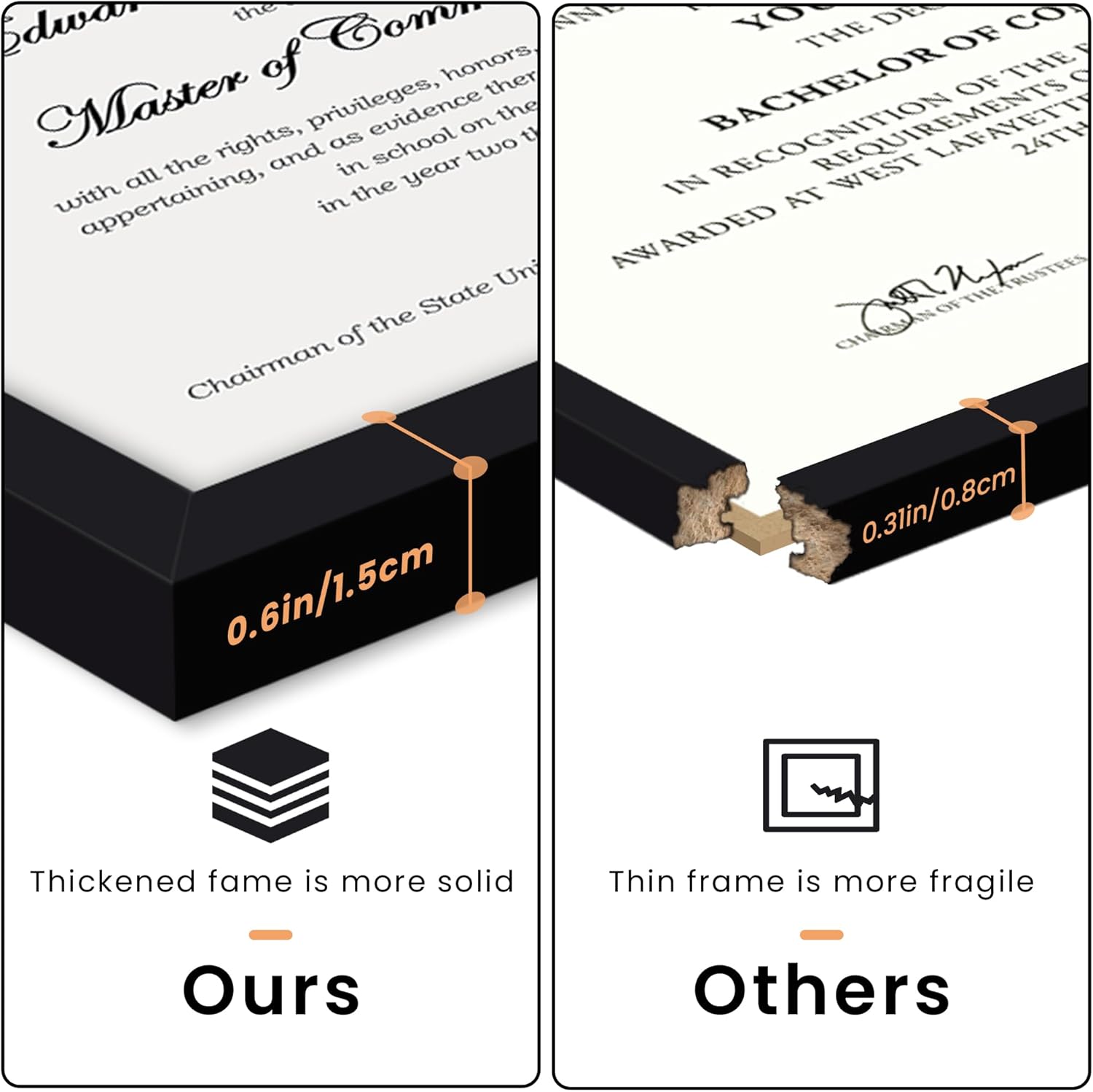 Upsimples Certificate Frame - Clear Plexiglass Diploma Frame for Wall/Tabletop, Black, 8.5x11 Inches