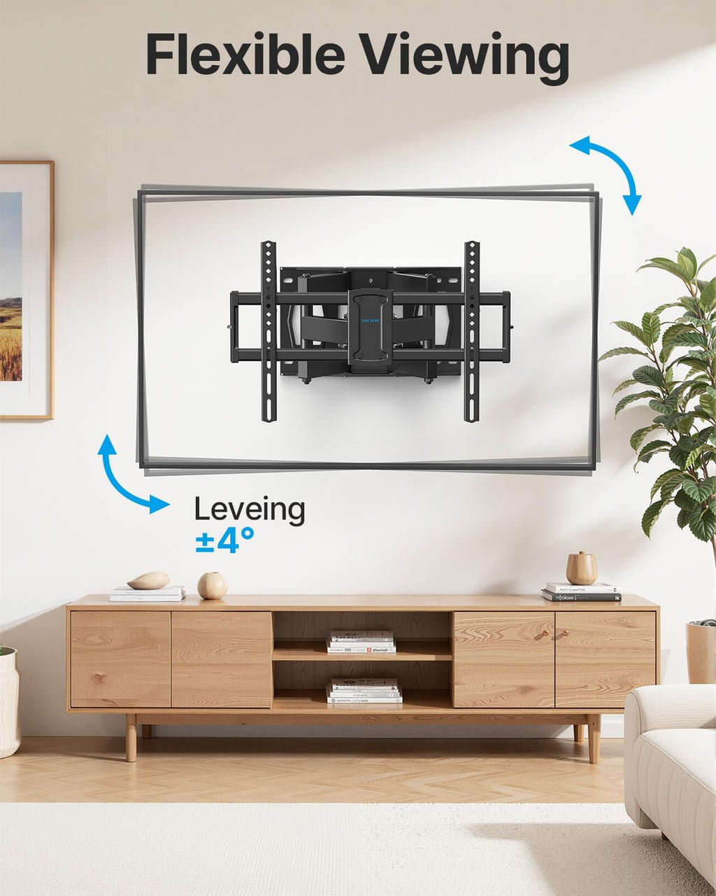 USX STAR Full Motion TV Wall Mount - Swivel & Tilt for 37-85 Inch TVs, Max VESA 600x400mm, 132lbs Capacity