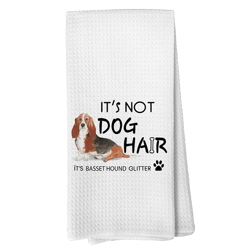 Basset Hound Funny Kitchen Towel – 16x24 Inch, Dog Lovers Gift, Decorative Dish Towel (Variation: Basset Hound)