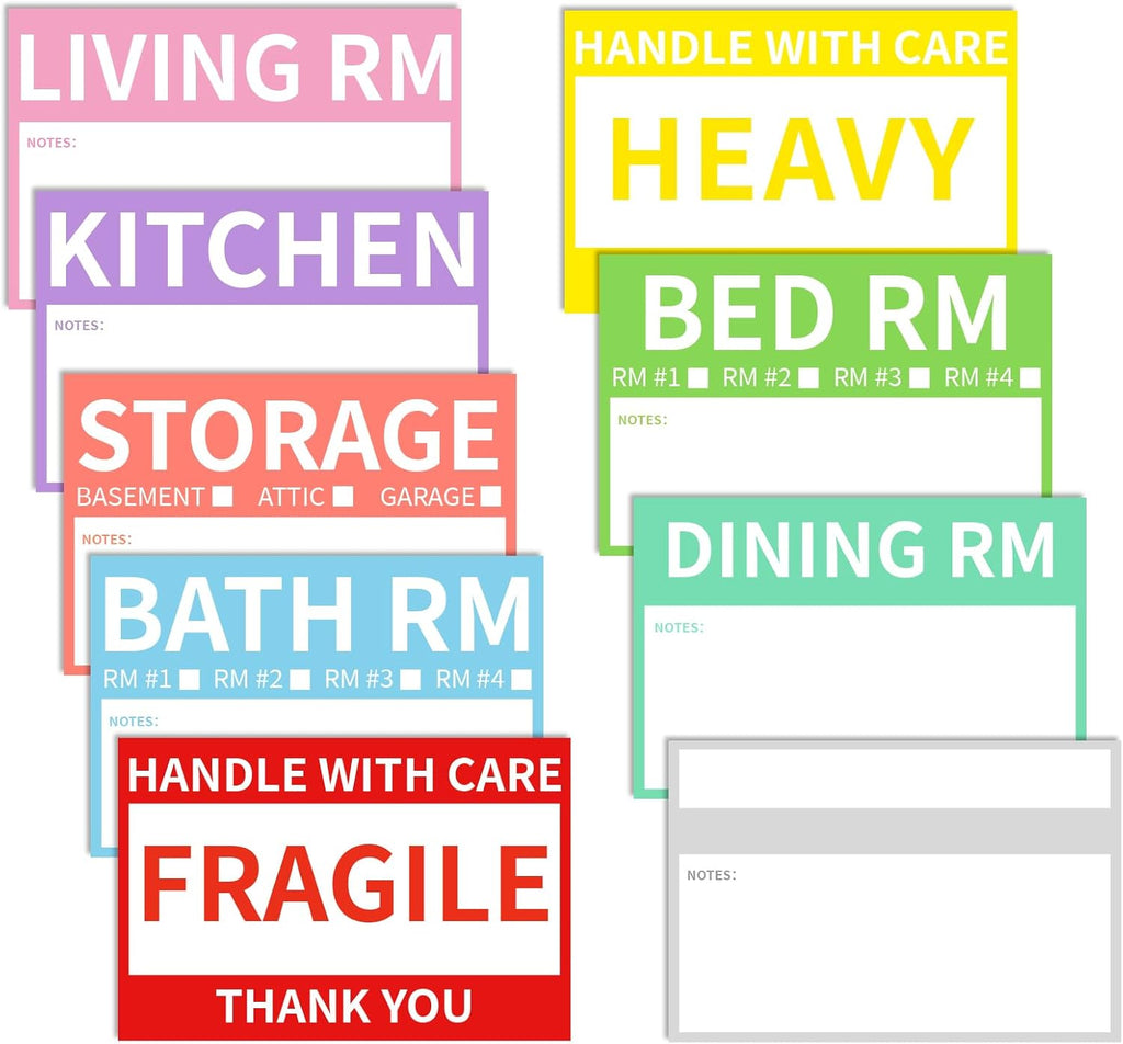Ououstate 300 Count Removable Moving Box Packing Labels - Waterproof Color-Coded Stickers for Easy Organization