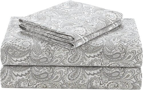 Comfort Spaces King Cotton Sheets - Soft, Breathable & Naturally Cool | 4-Piece Paisley Set with 14" Pocket