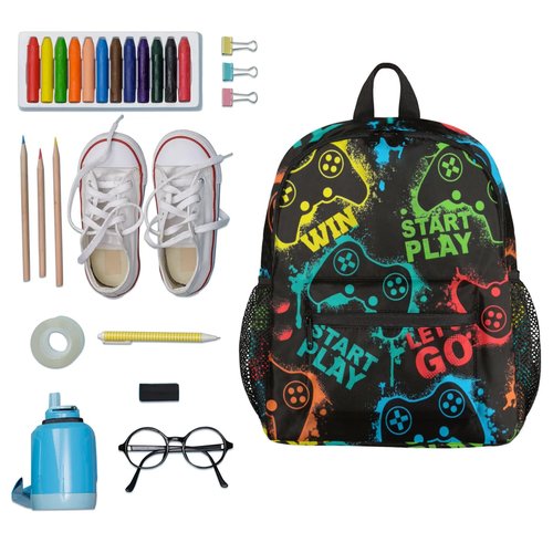 SinSenMa Game Joystick School Backpack for Kids,Waterproof Small Preschool Backpacks Kindergarten Elementary Lightweight Toddler Backpack Little Bookbag