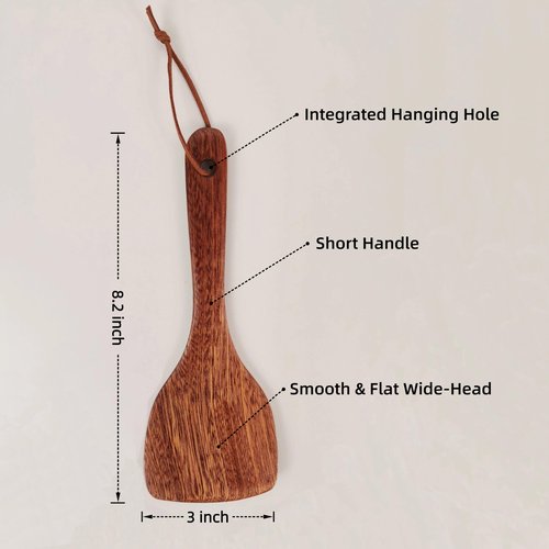 3Pcs Wooden Spatulas, 12 Inch Long Handle Flat Spatula Set for Cooking, Multipurpose Wooden Spatulas, Heat-Resistant, Non-Scratch Kitchen Utensils for Frying, Flipping, Scraping & Cooking
