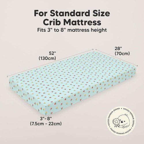 KeaBabies Organic Crib Sheets - 2-Pack Fitted Jersey Cotton for Boys & Girls | Soft, Breathable 52x28" Beach Day Prints