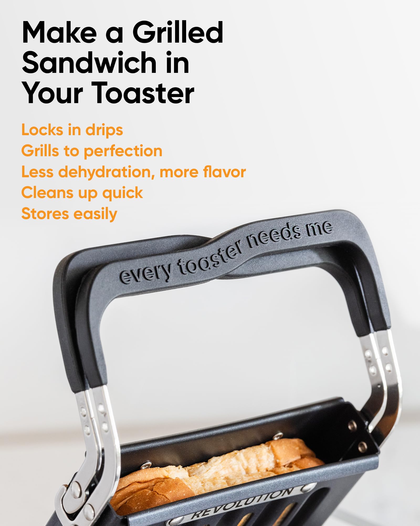 Revolution Toastie Press (Works With All Toasters) Conveniently Toast Delicious Grilled Cheeses, Quesadillas, and Paninis in Your Toaster