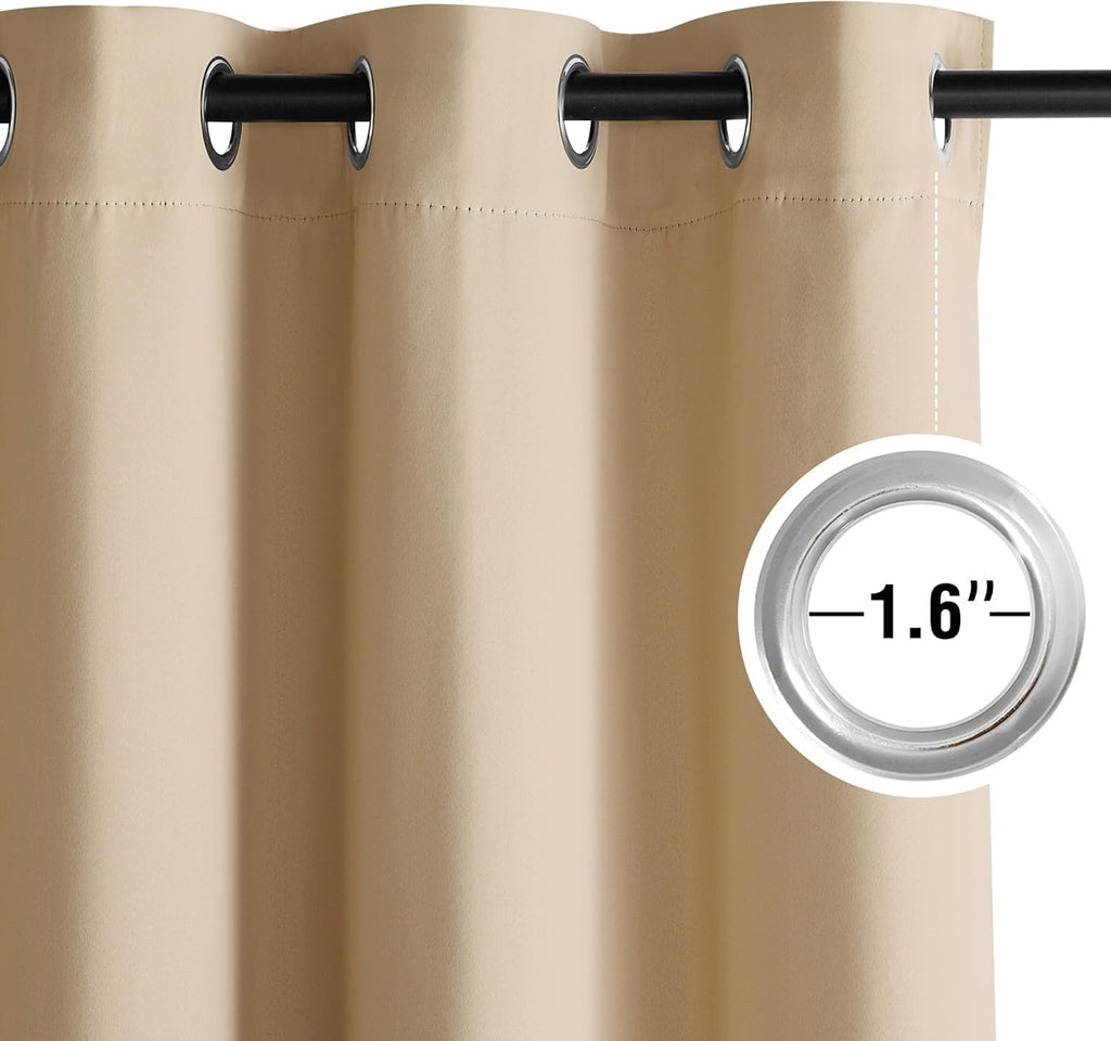 NICETOWN Room Darkening Curtains - 2 Panels in Biscotti Beige, 52" x 84" for Enhanced Privacy