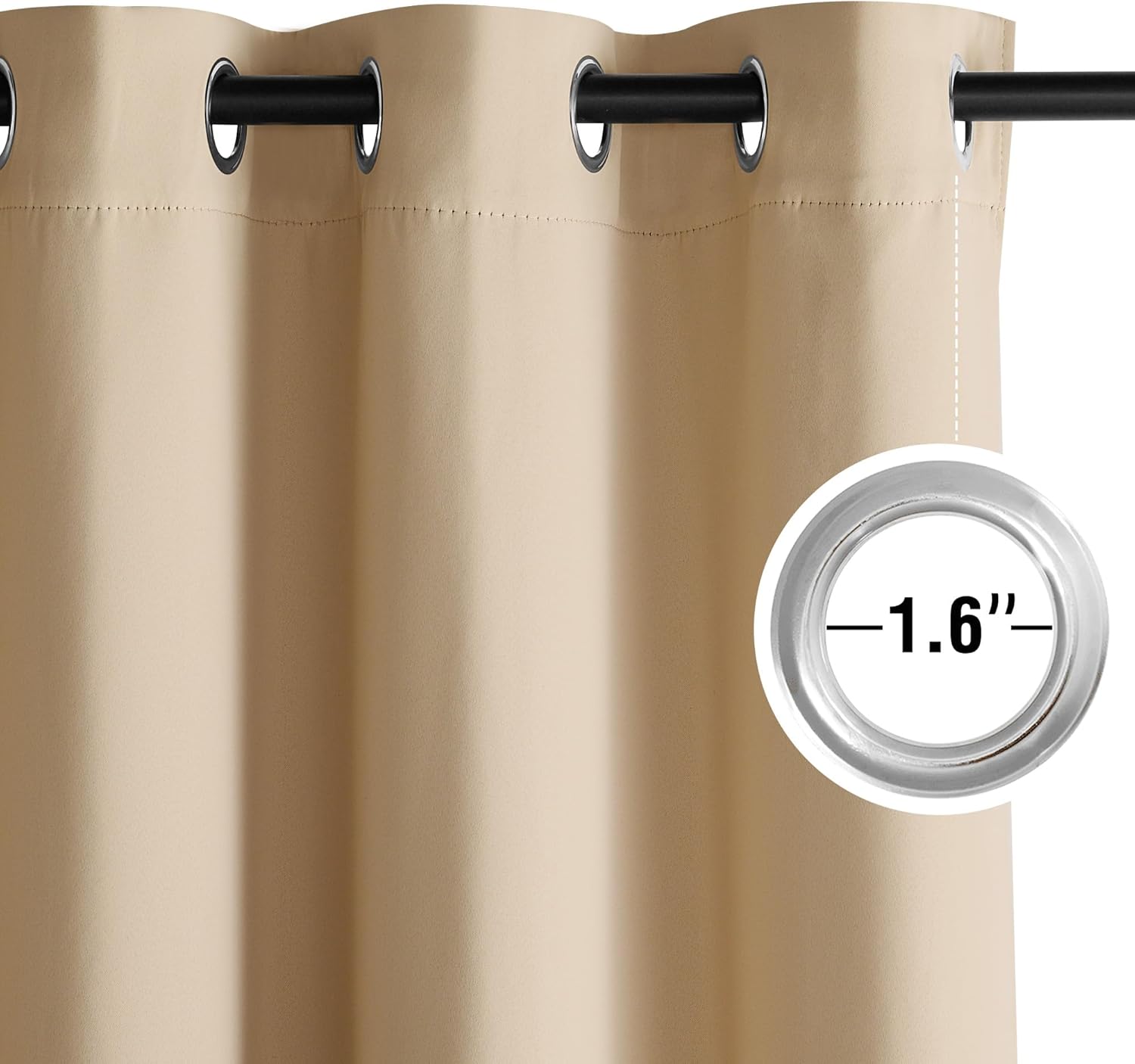 NICETOWN Room Darkening Curtains - 2 Panels in Biscotti Beige, 52" x 84" for Enhanced Privacy