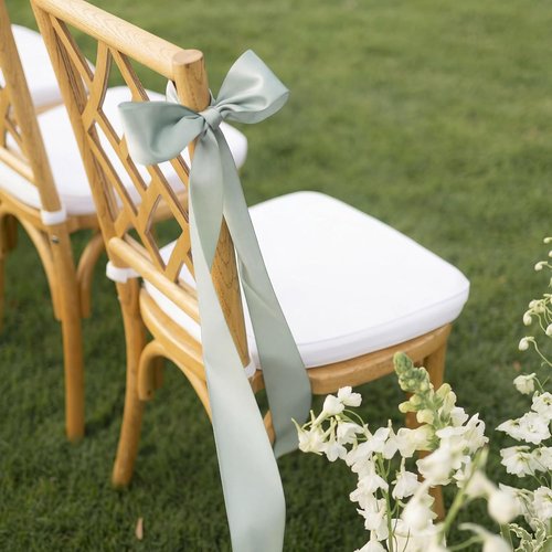 Dingion 36 Pcs Sage Green Satin Chair Sashes - Elegant Wedding Decor | 1.6" x 122" for Aisle & Reception