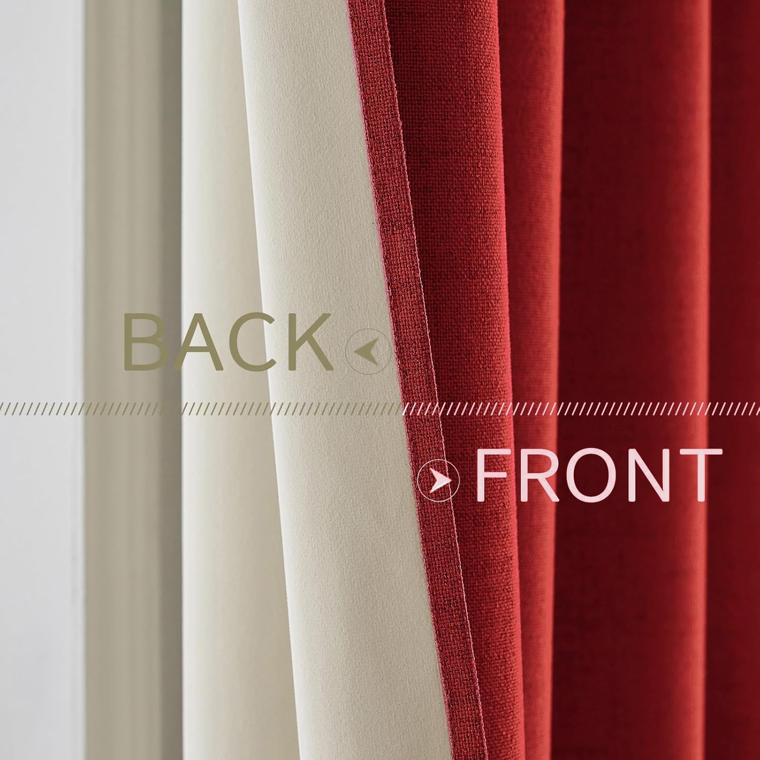 MIULEE 100% Blackout Linen Curtains - Thermal Insulated Red Grommet Drapes for Bedroom | 52 x 96 Inch (2 Panels)