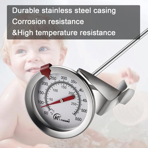 KT THERMO Instant Read Candy & Deep Fry Thermometer - 12" Stainless Steel Stem for BBQ & Turkey Cooking