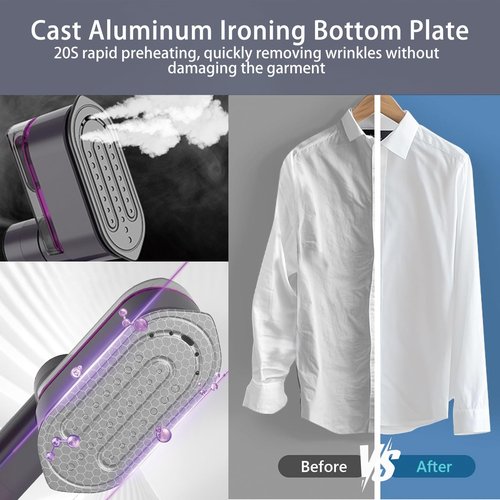 Travel Steamer Iron, 1000W Portable Dry Wet Dual Ironing Steam Iron, 20S Fast Preheating, 7.87ft Long Power Cord Clothing Wrinkle Remover, Essential for Home, Travel, University Dorms&Offices (White)